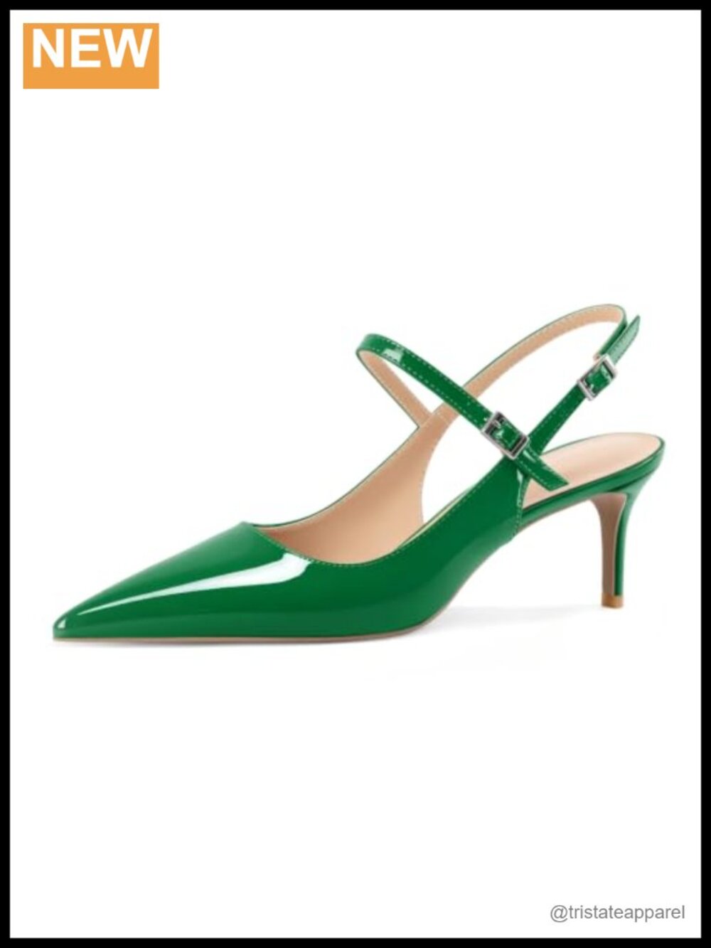 Slingback Kitten Heels Pointed Toe Ankle Strap Pump Mary Jane